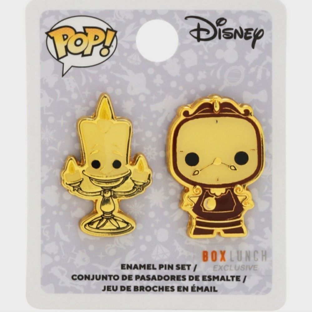 Funko Pop! Disney Beauty and the Beast Lumiere and Cogsworth Enamel Pin Set